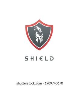 Vorlage für die Design-Vorlage für das Symbol in Spartan-Schild, flatter Vektorgrafik
