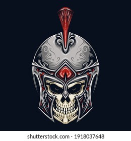 spartan skull head vector illustration