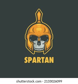 Spartan skull mascot Logo isolated on Dark Background