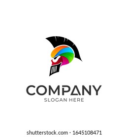 Spartan skull vector logo design template ready for use.
