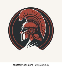 spartan soldier head logo icon flat color vector symbol illustration