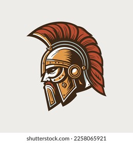 spartan soldier head logo icon flat color vector symbol illustration