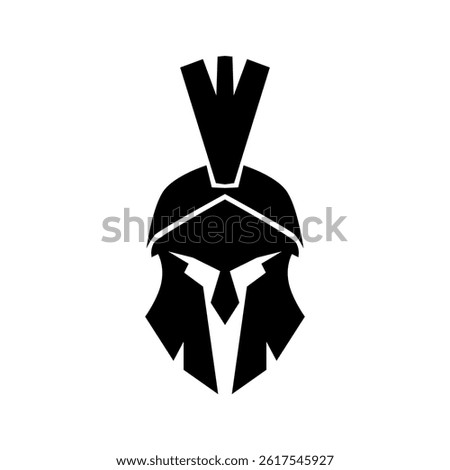 Spartan Soldier. Spartan helmet logo, Spartan shield and helmet vector illustration, Spartan Greek gladiator armor flat vector icon. Warrior shield logo.