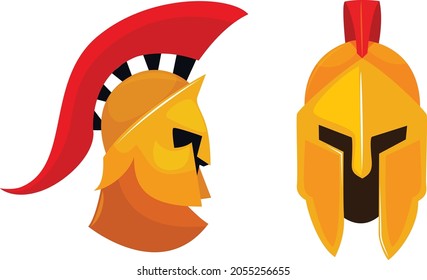 Spartan soldier helmet vector art and illustration