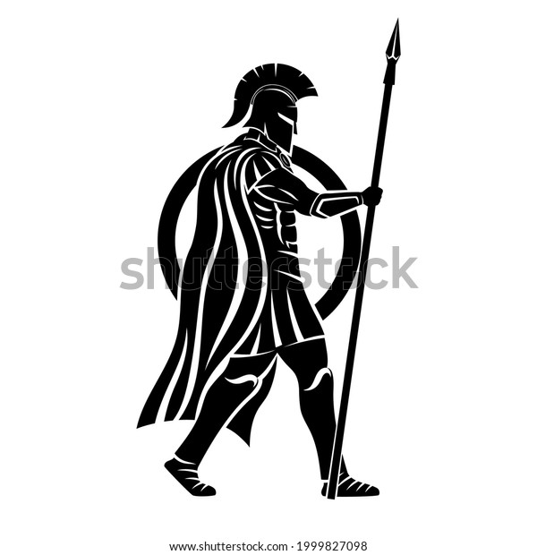 Spartan Spear Shield On White Background Stock Vector (Royalty Free ...