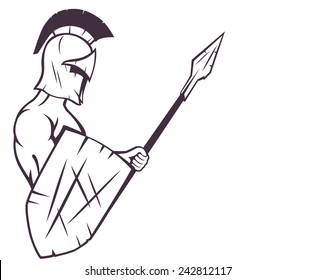 spartan con espiga y ilustración vectorial de escudo, eps10, fácil de editar