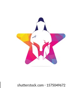 Spartan star shape concept logo. Old Vintage Antiques Spartan warrior vector design	