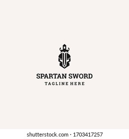 Spartan Sword logo template design in Vector illustration 