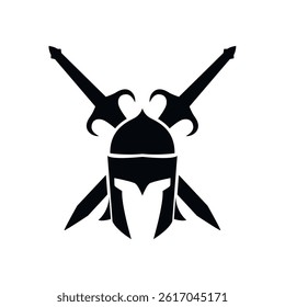 spartan and sword logo vector design full black colour suitable for community logo, T-shirt design, flag etc 