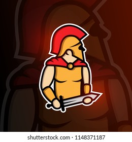 spartan with sword ,mascot. Spartan warrior illustration