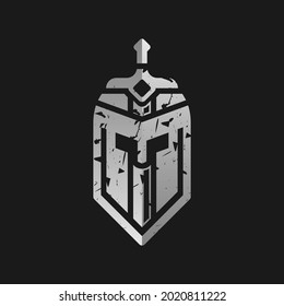 Logo de Spartan Sword Shield Illustration Creative