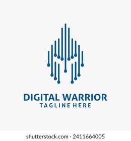 Spartan and tech elements for digital warrior logo design