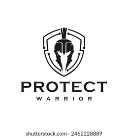 spartan technology protection vector logo. white background