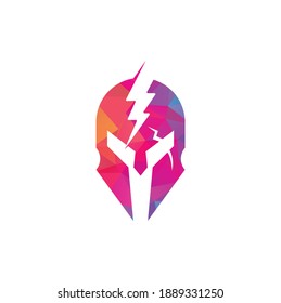 Spartan thunder logo design vector. Energy Vector Logo with spartan symbol vector design