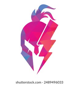 Spartan thunder logo design vector. Energy Vector Logo with spartan symbol vector design