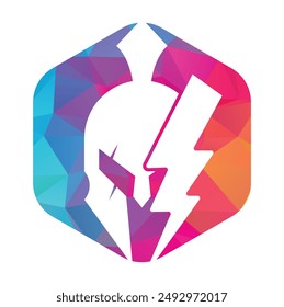 Spartan thunder logo design vector. Energy Vector Logo with spartan symbol vector design