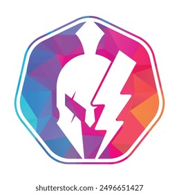 Spartan thunder logo design vector. Energy Vector Logo with spartan symbol vector design