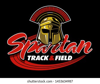 spartan track and field team design with greek helmet for school, college or league