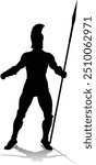 A Spartan or Trojan ancient Greek hoplite warrior silhouette. Could also be a Roman gladiator.