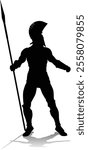 A Spartan or Trojan ancient Greek hoplite warrior silhouette. Could also be a Roman gladiator.