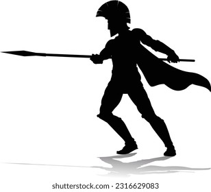A Spartan or Trojan ancient Greek hoplite warrior silhouette. Could also be a Roman gladiator.