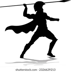 A Spartan or Trojan ancient Greek hoplite warrior silhouette. Could also be a Roman gladiator.