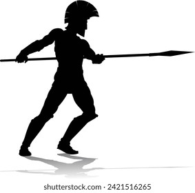 A Spartan or Trojan ancient Greek hoplite warrior silhouette. Could also be a Roman gladiator.