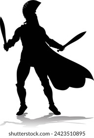 A Spartan or Trojan ancient Greek hoplite warrior silhouette. Could also be a Roman gladiator.