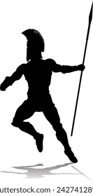 A Spartan or Trojan ancient Greek hoplite warrior silhouette. Could also be a Roman gladiator.