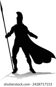 A Spartan or Trojan ancient Greek hoplite warrior silhouette. Could also be a Roman gladiator.