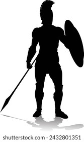 A Spartan or Trojan ancient Greek hoplite warrior silhouette. Could also be a Roman gladiator.