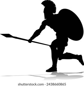 A Spartan or Trojan ancient Greek hoplite warrior silhouette. Could also be a Roman gladiator.