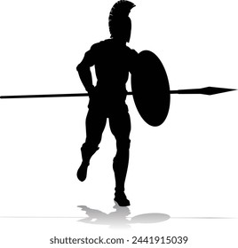 A Spartan or Trojan ancient Greek hoplite warrior silhouette. Could also be a Roman gladiator.