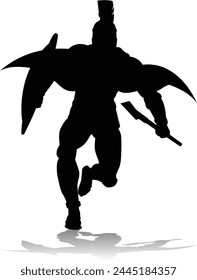 A Spartan or Trojan ancient Greek hoplite warrior silhouette. Could also be a Roman gladiator.