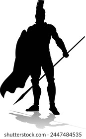 A Spartan or Trojan ancient Greek hoplite warrior silhouette. Could also be a Roman gladiator.