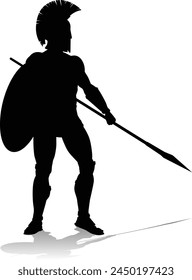 A Spartan or Trojan ancient Greek hoplite warrior silhouette. Could also be a Roman gladiator.