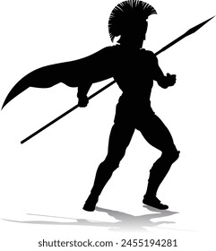 A Spartan or Trojan ancient Greek hoplite warrior silhouette. Could also be a Roman gladiator.