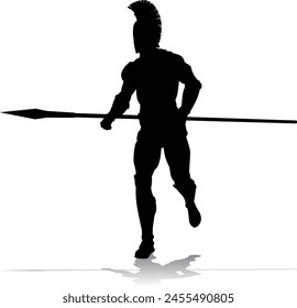 A Spartan or Trojan ancient Greek hoplite warrior silhouette. Could also be a Roman gladiator.