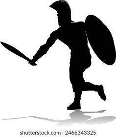 A Spartan or Trojan ancient Greek hoplite warrior silhouette. Could also be a Roman gladiator.