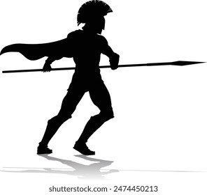 A Spartan or Trojan ancient Greek hoplite warrior silhouette. Could also be a Roman gladiator.