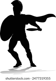 A Spartan or Trojan ancient Greek hoplite warrior silhouette. Could also be a Roman gladiator.