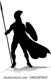 A Spartan or Trojan ancient Greek hoplite warrior silhouette. Could also be a Roman gladiator.