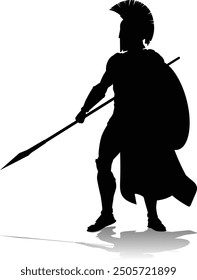 A Spartan or Trojan ancient Greek hoplite warrior silhouette. Could also be a Roman gladiator.