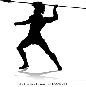 A Spartan or Trojan ancient Greek hoplite warrior silhouette. Could also be a Roman gladiator.