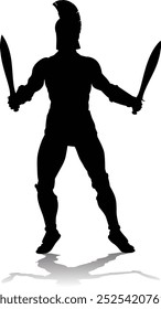 A Spartan or Trojan ancient Greek hoplite warrior silhouette. Could also be a Roman gladiator.