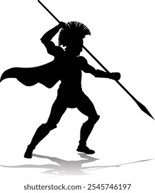 Eine spartanische oder trojanische antike griechische Hoplite Krieger Silhouette. Könnte auch ein römischer Gladiator sein.