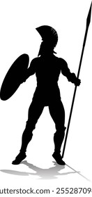 A Spartan or Trojan ancient Greek hoplite warrior silhouette. Could also be a Roman gladiator.