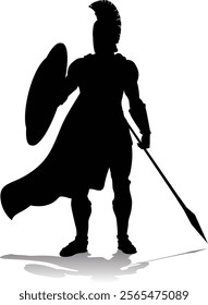 A Spartan or Trojan ancient Greek hoplite warrior silhouette. Could also be a Roman gladiator.