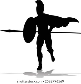 A Spartan or Trojan ancient Greek hoplite warrior silhouette. Could also be a Roman gladiator.