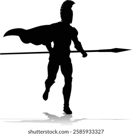 A Spartan or Trojan ancient Greek hoplite warrior silhouette. Could also be a Roman gladiator.